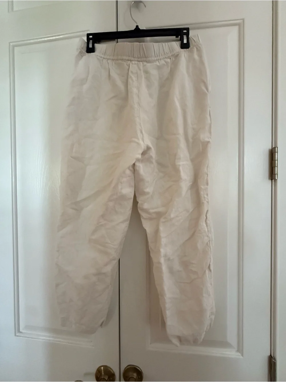 H&M Cream Drawstring Straight Leg Linen Pants